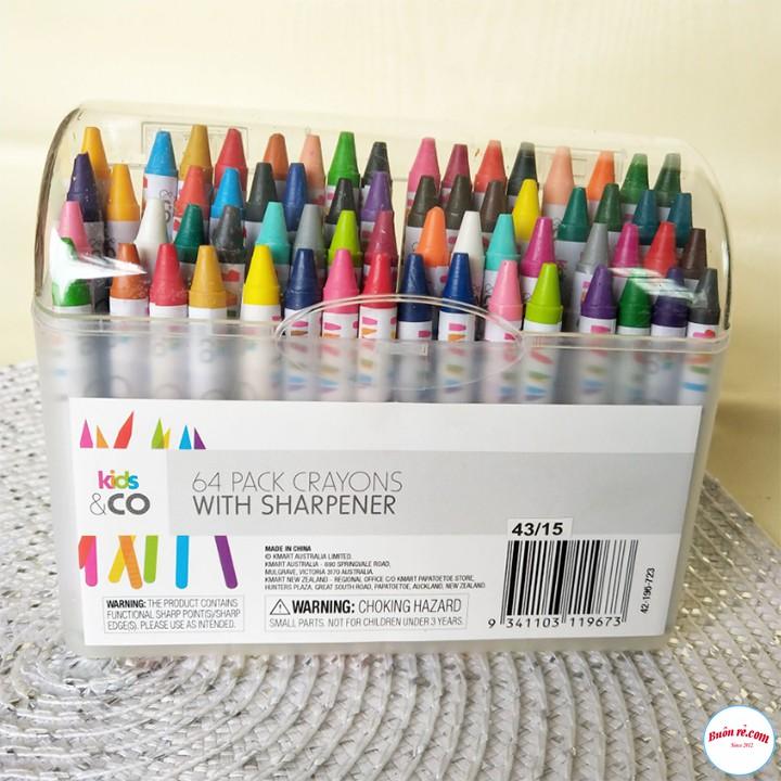 Bộ 64 Màu Sáp Hộp Nhựa cho bé học vẽ