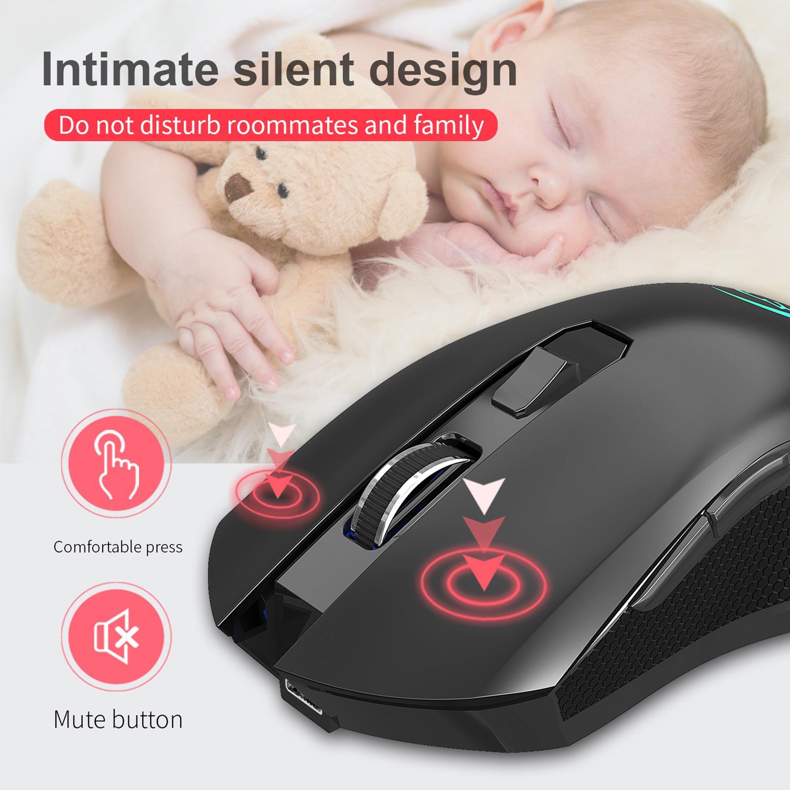 2. Wireless Mouse Ergonomic Silence Computer Mice w/USB Receiver Black