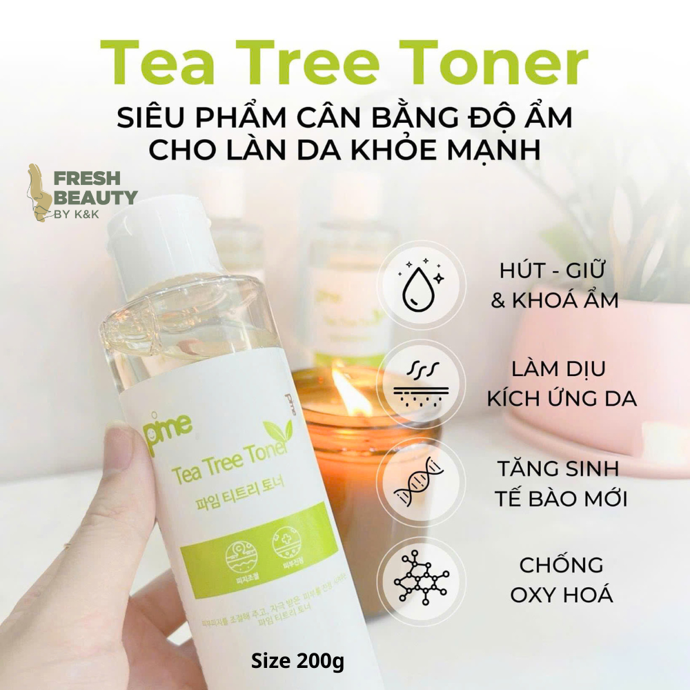 Nước hoa hồng Pime Tea Tree Toner hỗ trợ cấp ẩm, làm dịu da, cân bằng da, giảm mụn 200ml