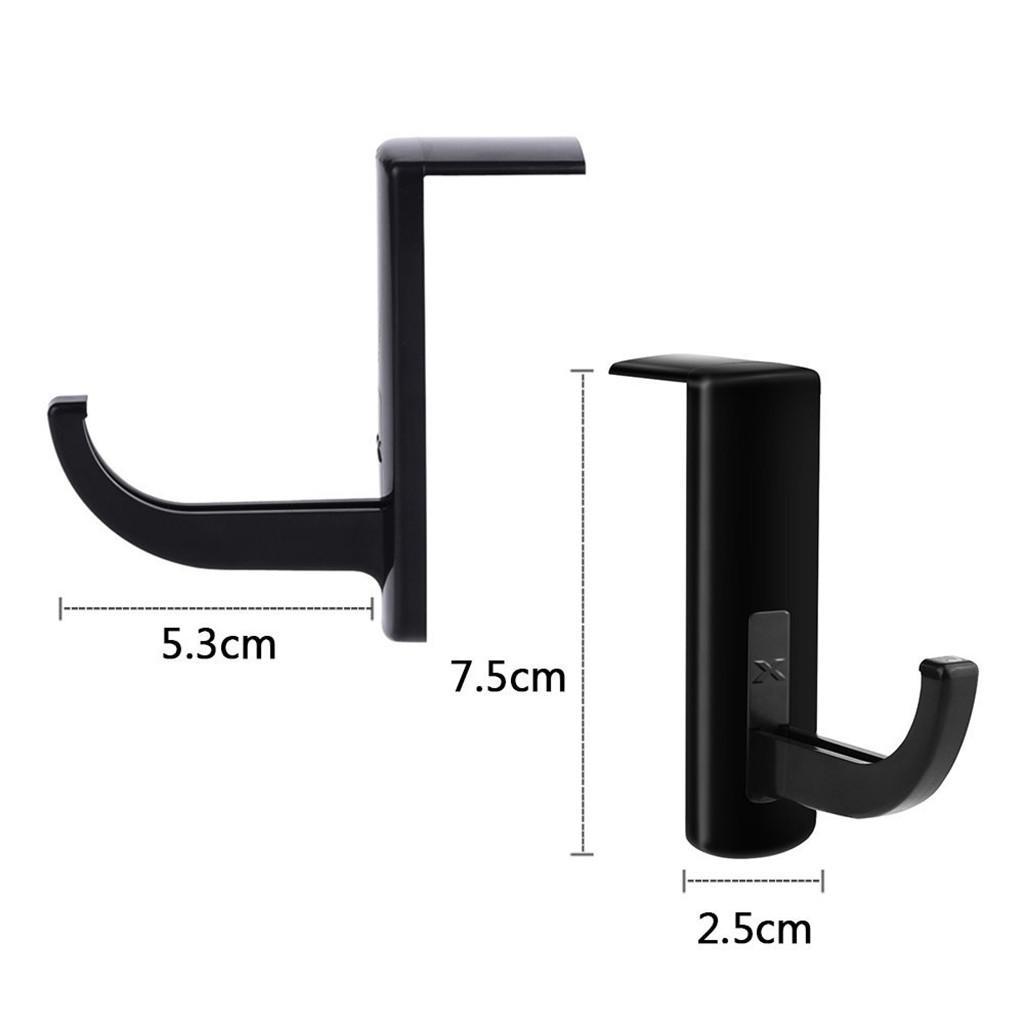 Headphone Headset Hanger Hook with Tape Sticker for Desk PC Display Black