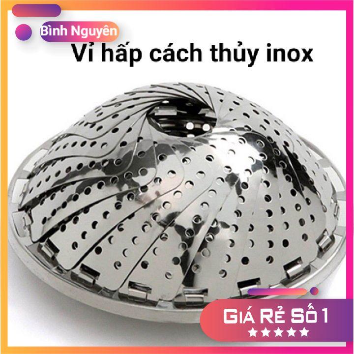 Vỉ hấp cách thủy inox 304 - Xửng hấp gấp gọn đa năng tiện lợi dùng đồ xôi - Vỉ hấp xòe có 3 chân gấp gọn inox không gỉ