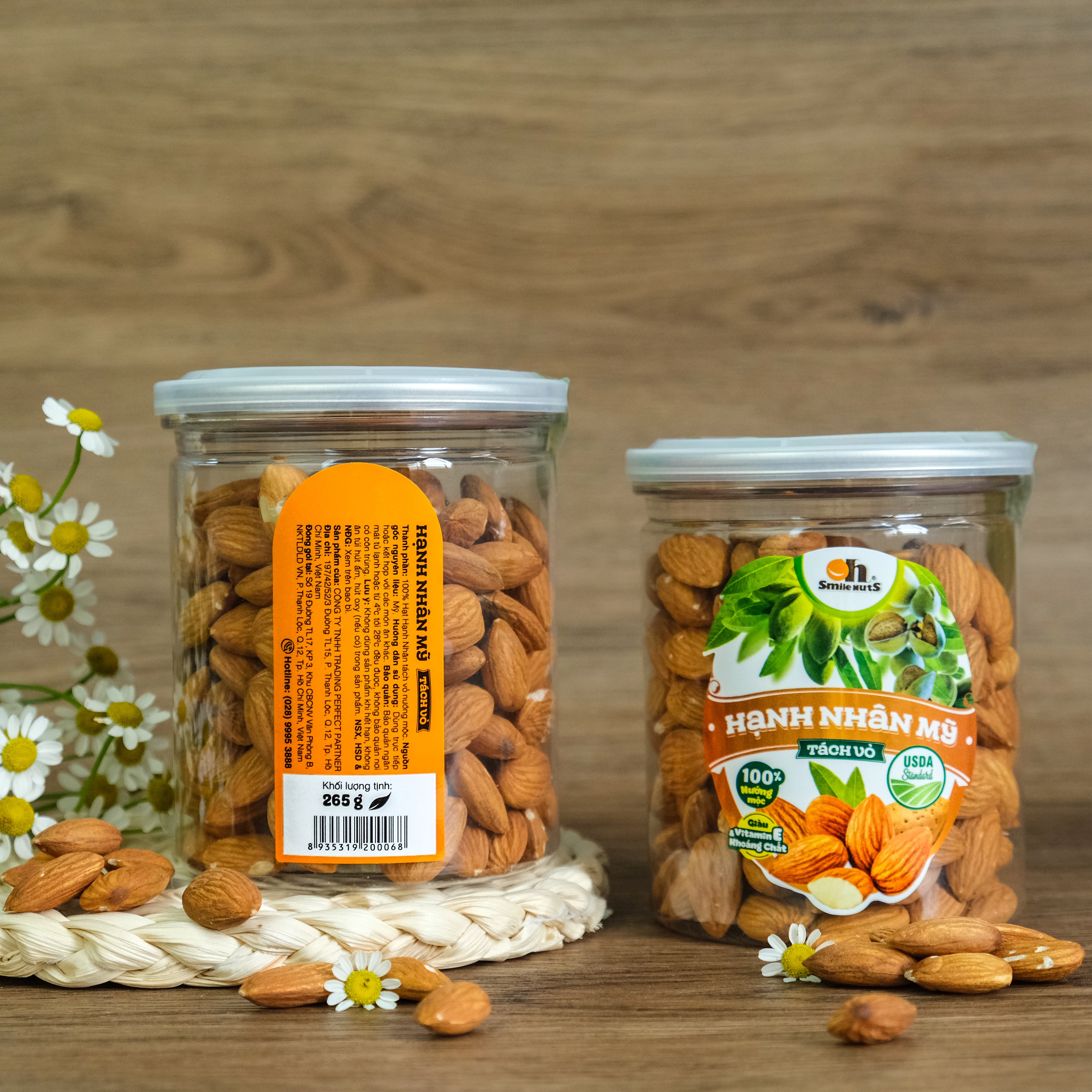 Hạt Hạnh Nhân Mỹ Tách Vỏ Smile Nuts (265g - 500g) | Hạnh nhân nhập khẩu từ Mỹ, nướng mộc giòn rụm, thơm ngon