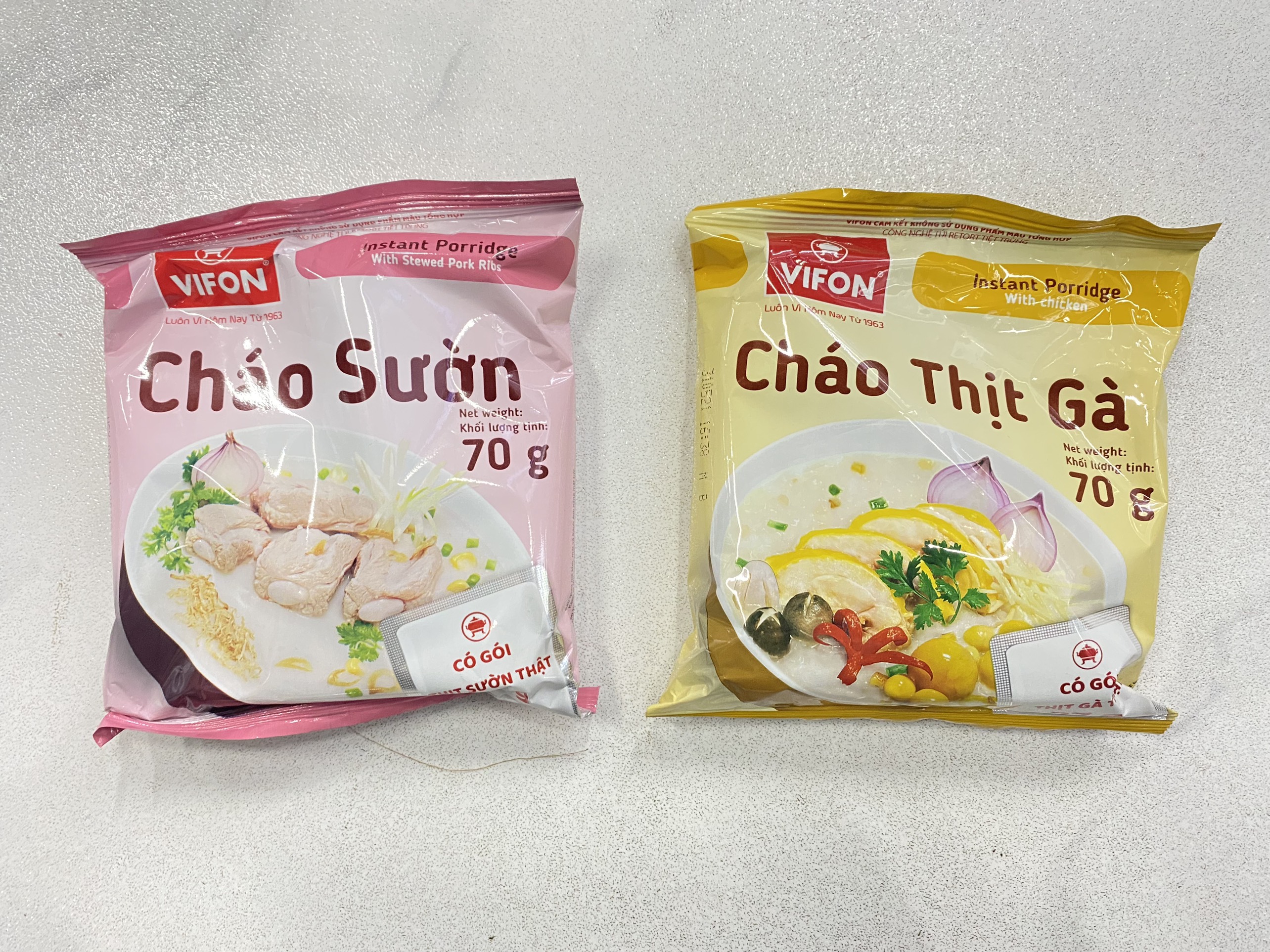 Thùng 50 gói cháo vifon mix 2 vị : cháo thịt gà, cháo thịt sườn