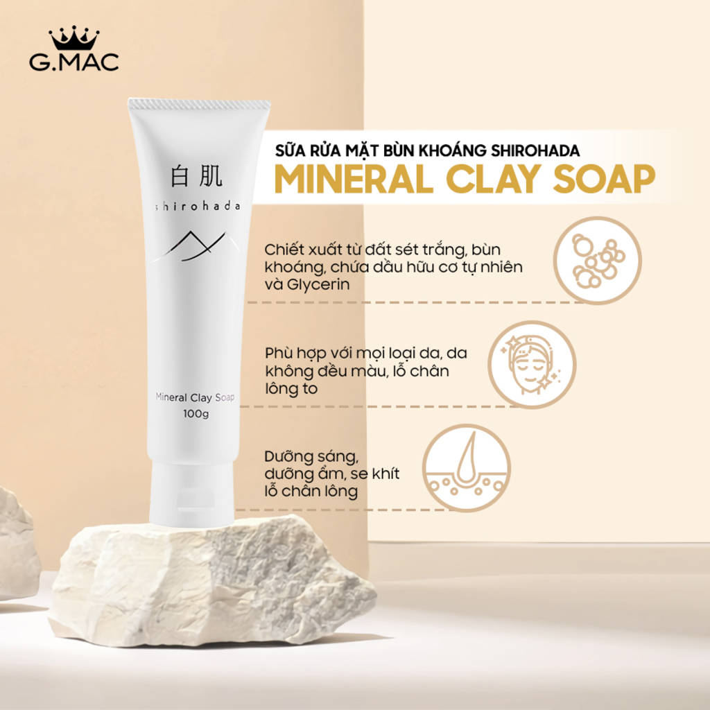 Sữa Rửa Mặt Shirohada Mineral Clay Soap (100g)