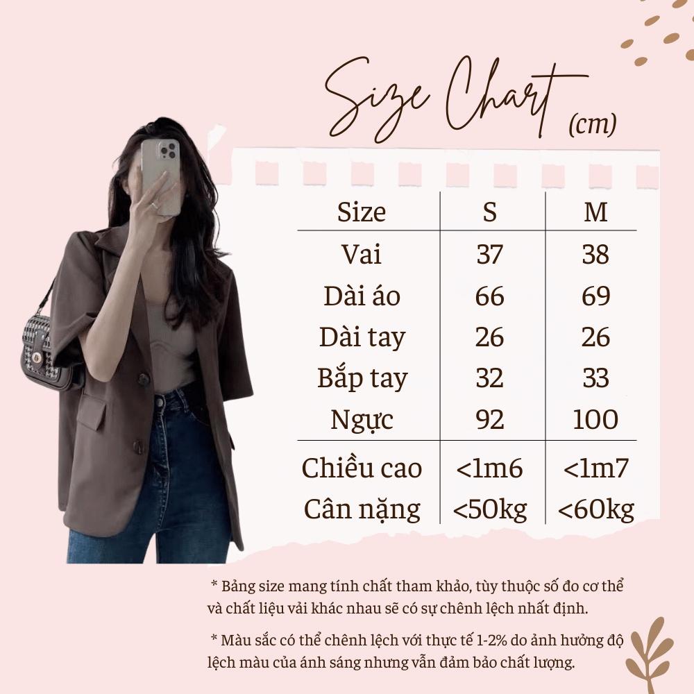 Áo blazer ngắn tay trơn 2 khuy Áo blz CỘC TAY 1 lớp phong cách Hàn Quốc Junnie Closet