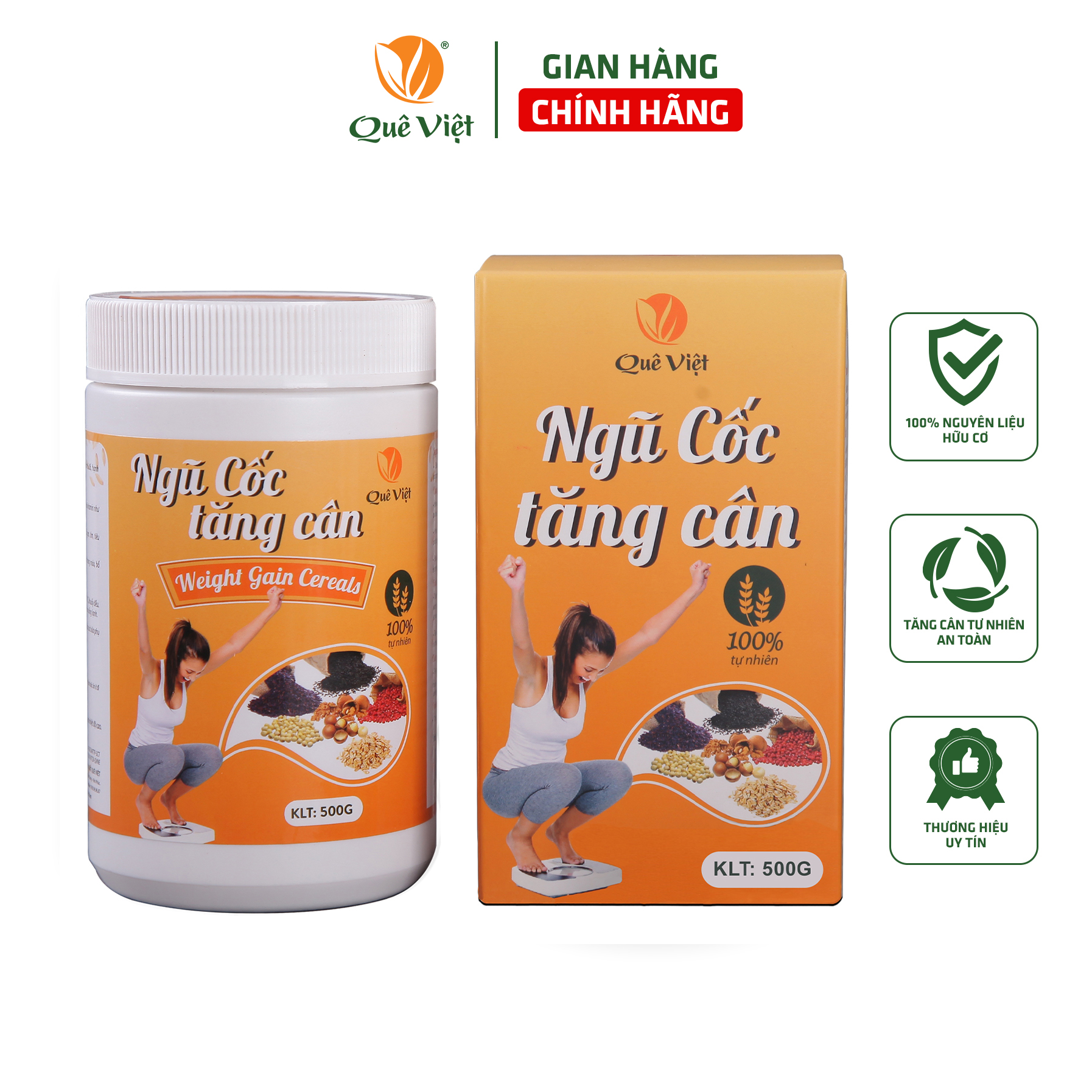 Ngũ Cốc Tăng Cân Quê Việt - 100% nguyên liệu hữu cơ - Bổ xung dinh dưỡng, tăng cân tự nhiên