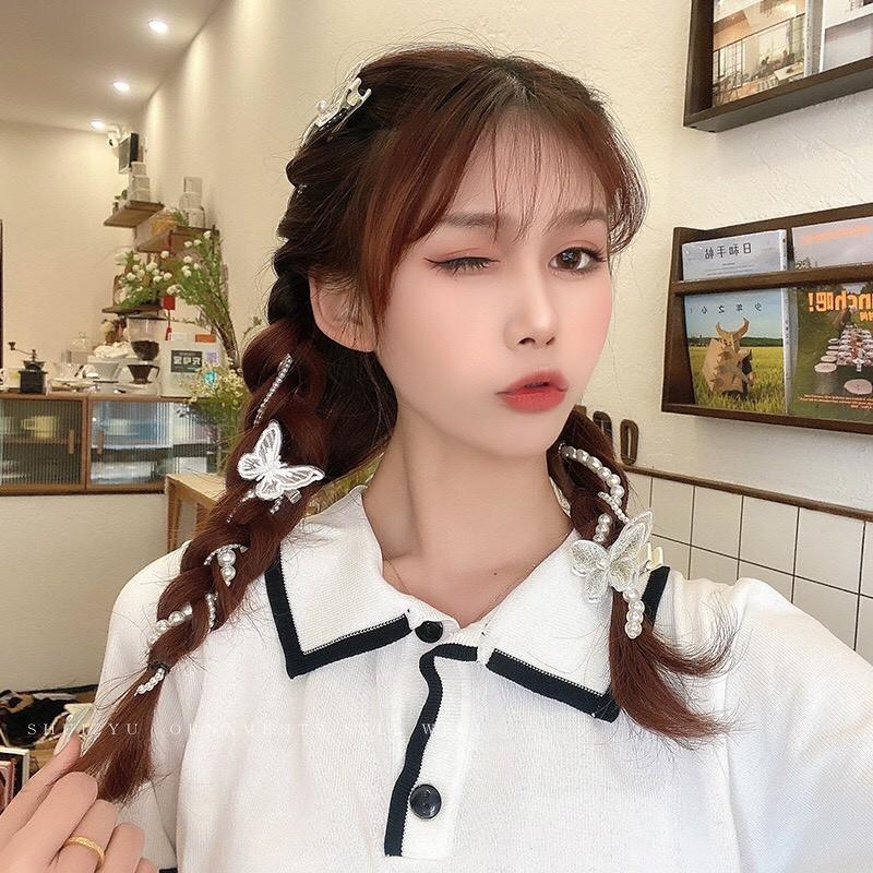 Dây bện cài tóc ngọc trai giả phối bướm ngọt ngào Tatitava