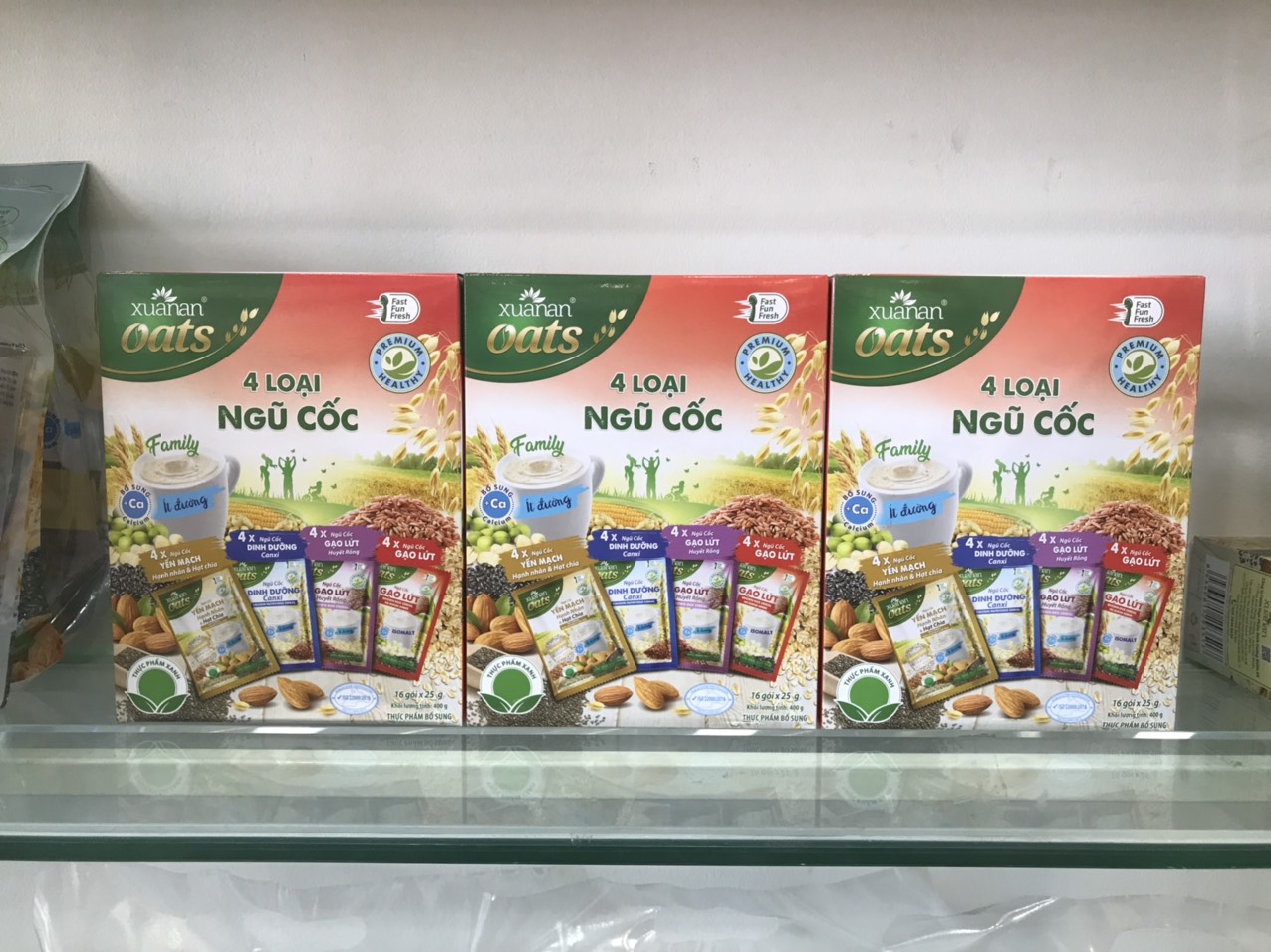 [Mua 1 Tặng 1] (Combo 2 hộp 70k) Ngũ Cốc 4 Vị Xuân An [ít đường] Hộp 400G {25g*16 gói} (Date Tháng 11/2023)