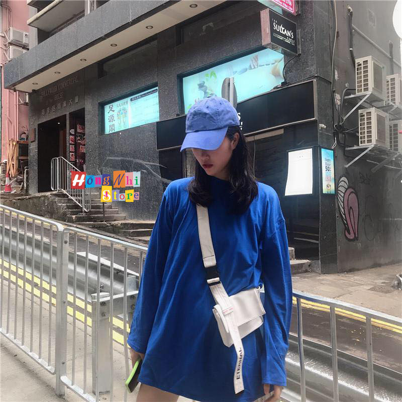 Áo Thun Tay Dài Trơn Dáng Rộng Màu Xanh Long Tee Blue Unisex - MM