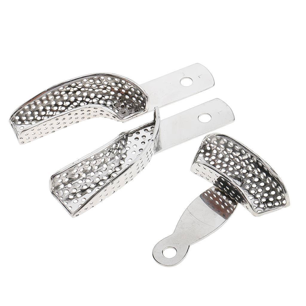3pcs Stainless Steel Impression Teeth Tray Autoclavable