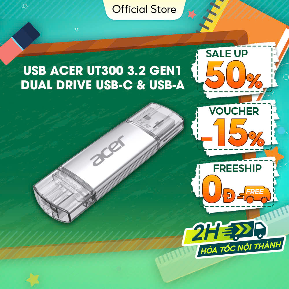 USB Acer UT300 3.2 Gen1 USB-C &amp; USB-A tốc độ upto 150MB/s BH 5 NĂM 1 ĐỔI 1 Hàng chính hãng