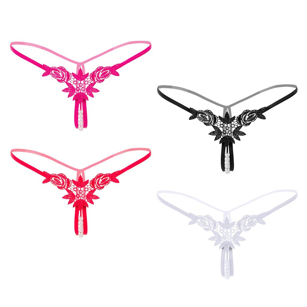 Women's Hollow Lace Panties Opening Thin Thongs Beaded Massage Strings Panties Panties Underwear