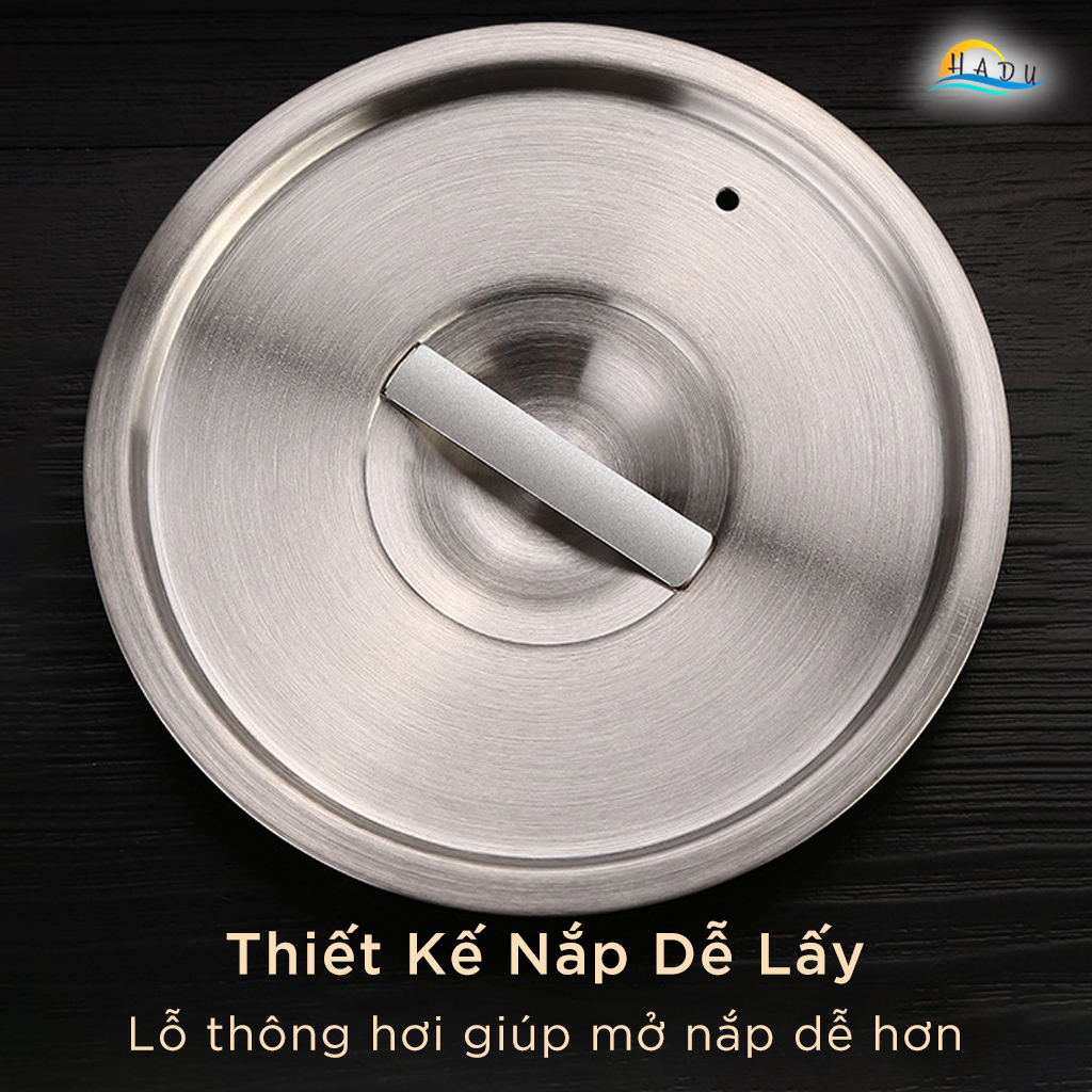 Bát Tô Đựng Canh Hấp Trứng Có Nắp Đậy 20cm Inox 304 Cao Cấp Đạt Chất Lượng LFGB Đức SSGP