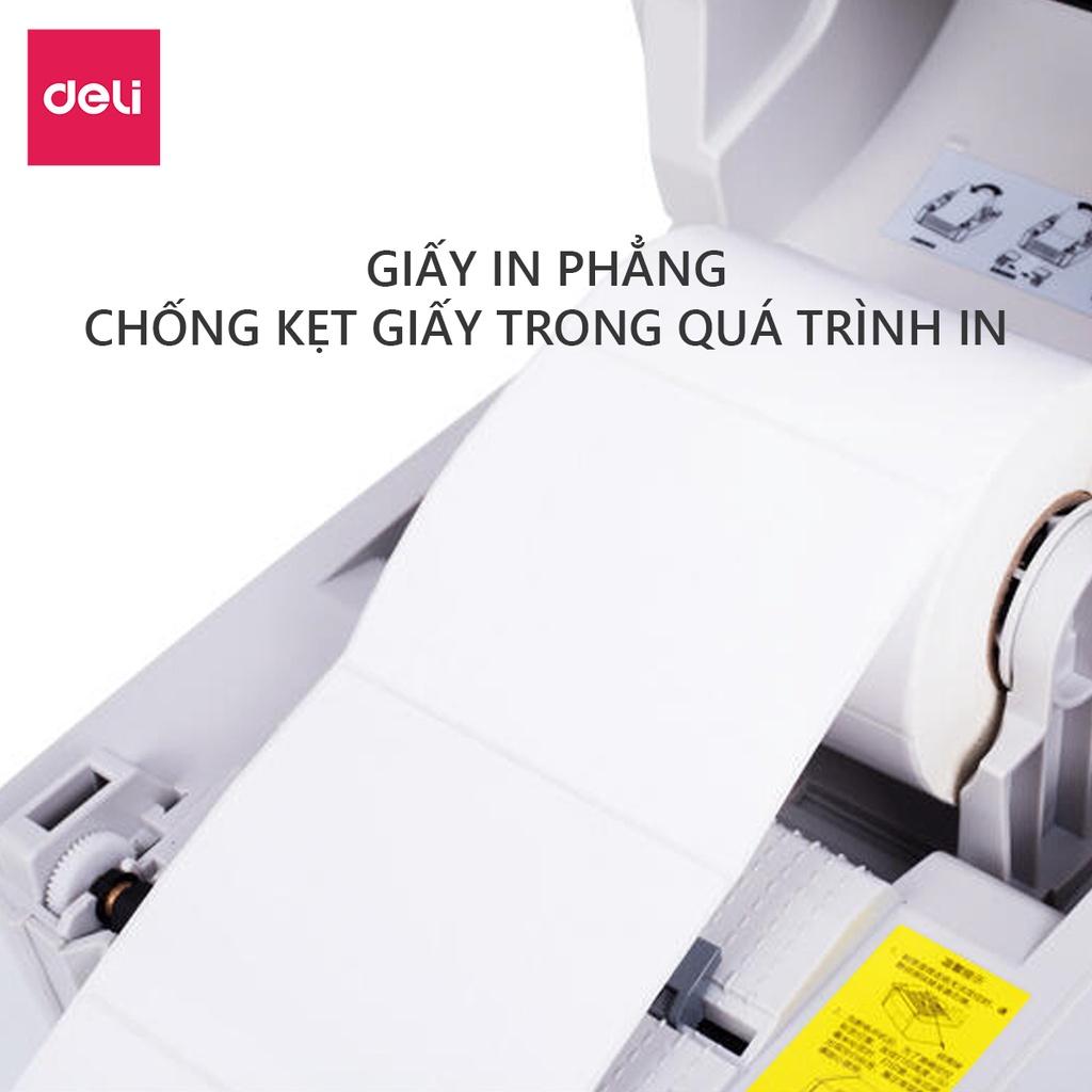 Giấy In Nhiệt Tự Dính Deli 3 Lớp Cuộn 500 Tờ 80x100mm - Đơn Hàng TMĐT, Mã Vạch, Hóa Đơn - Không Phai Mực - 11913