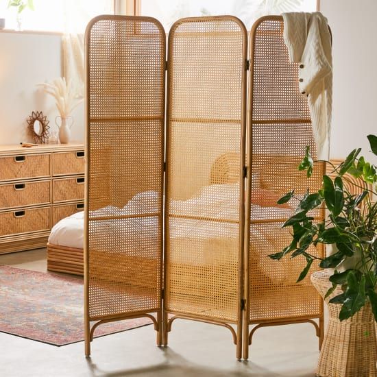 Vách Ngăn Mây Với Thiết Kế Đan Mắt Cáo - Rattan Screen In Classic Style-OT002