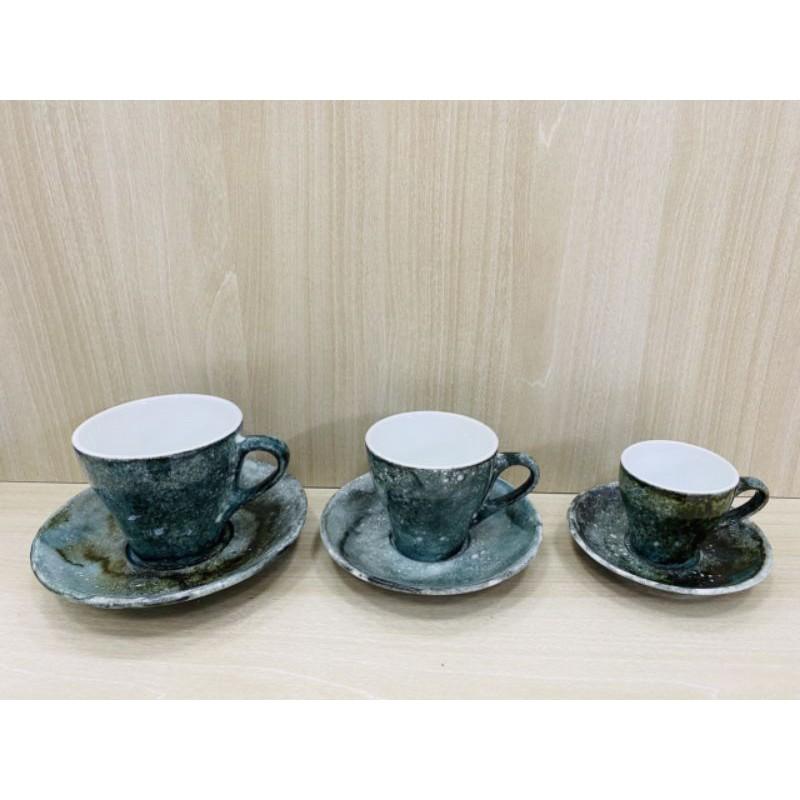 Bộ cốc tách cafe dáng Italia men vân đá độc lạ đủ màu đủ dung tích Gốm sứ bát tràng
