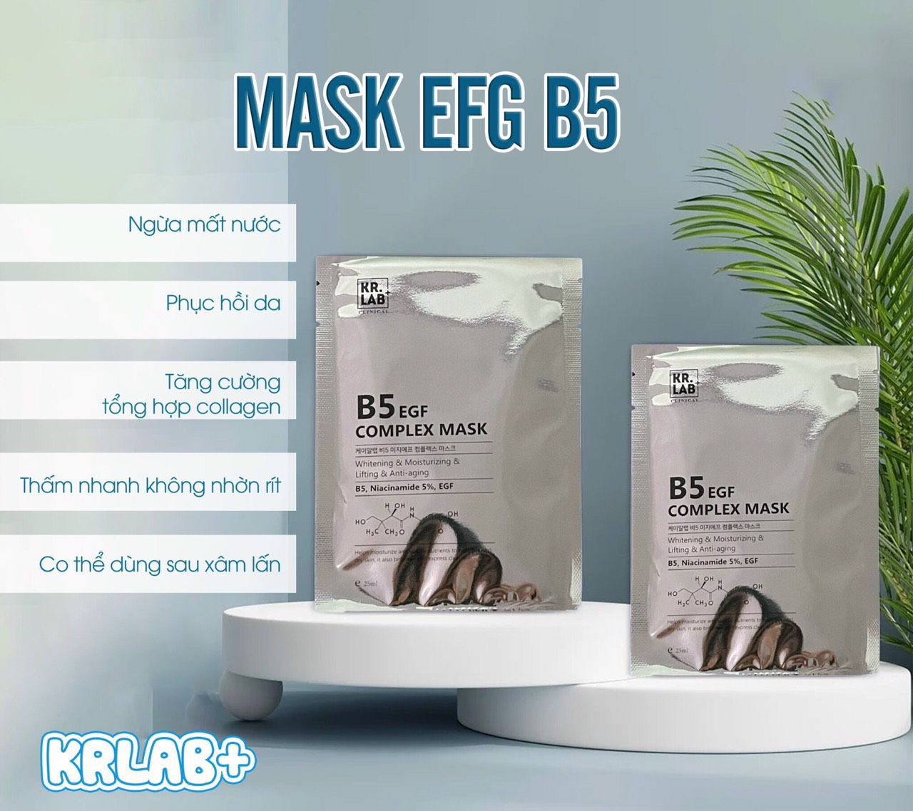 Mặt nạ Mask B5 kr.lab B5 niacinamide EGF complex mask giúp cấp ẩm dưỡng trắng phục hồi da