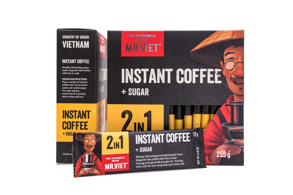 Cà phê hòa tan 2 trong 1 Mr Việt 255g (Cafe Mr Viet 2 in 1 Instant Coffee 255g)