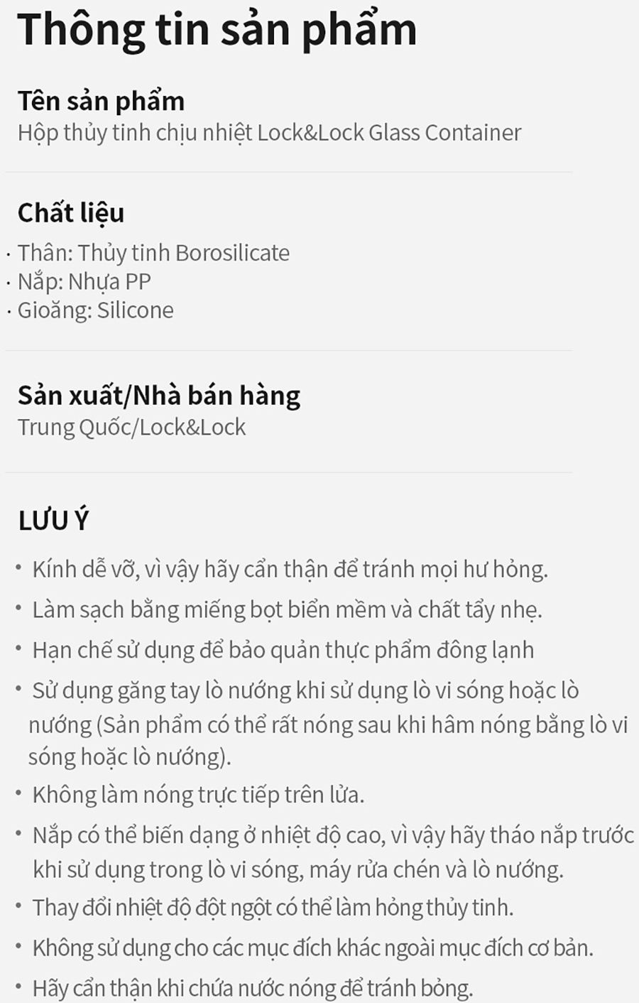 Hộp Thủy Tinh Chịu Nhiệt Lock&Lock LCB425