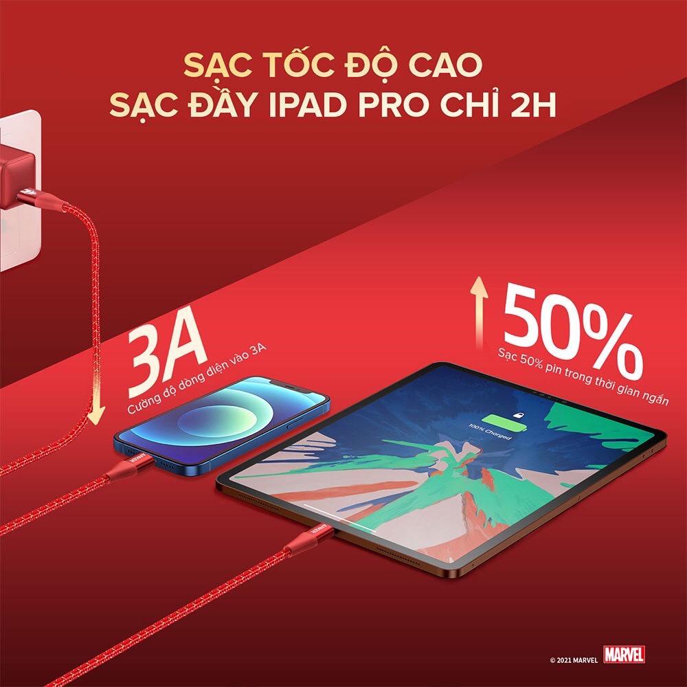 Cáp Sạc AN.KER PowerLine+ II USB-C to Light.ning - Phiên Bản Marvel Giới Hạn - AN KER A9551 / AN KER A9548