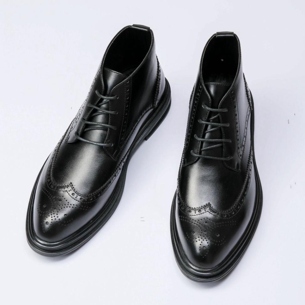 Giày Tây Nam DECEMBER Wingtip Derby Cao Cổ - Black