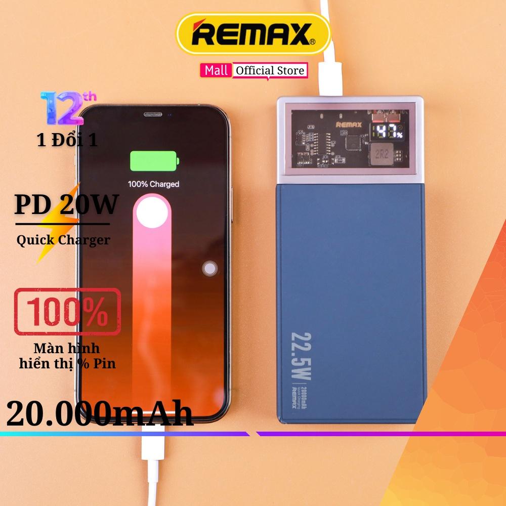 Pin sạc dự phòng kèm cáp 20000mAh Remax RPP-189 sạc nhanh 20w và tích hợp cáp sạc - Remax Bảo Hành 12 Tháng 1 Đổi 1 - Hàng Chính Hãng