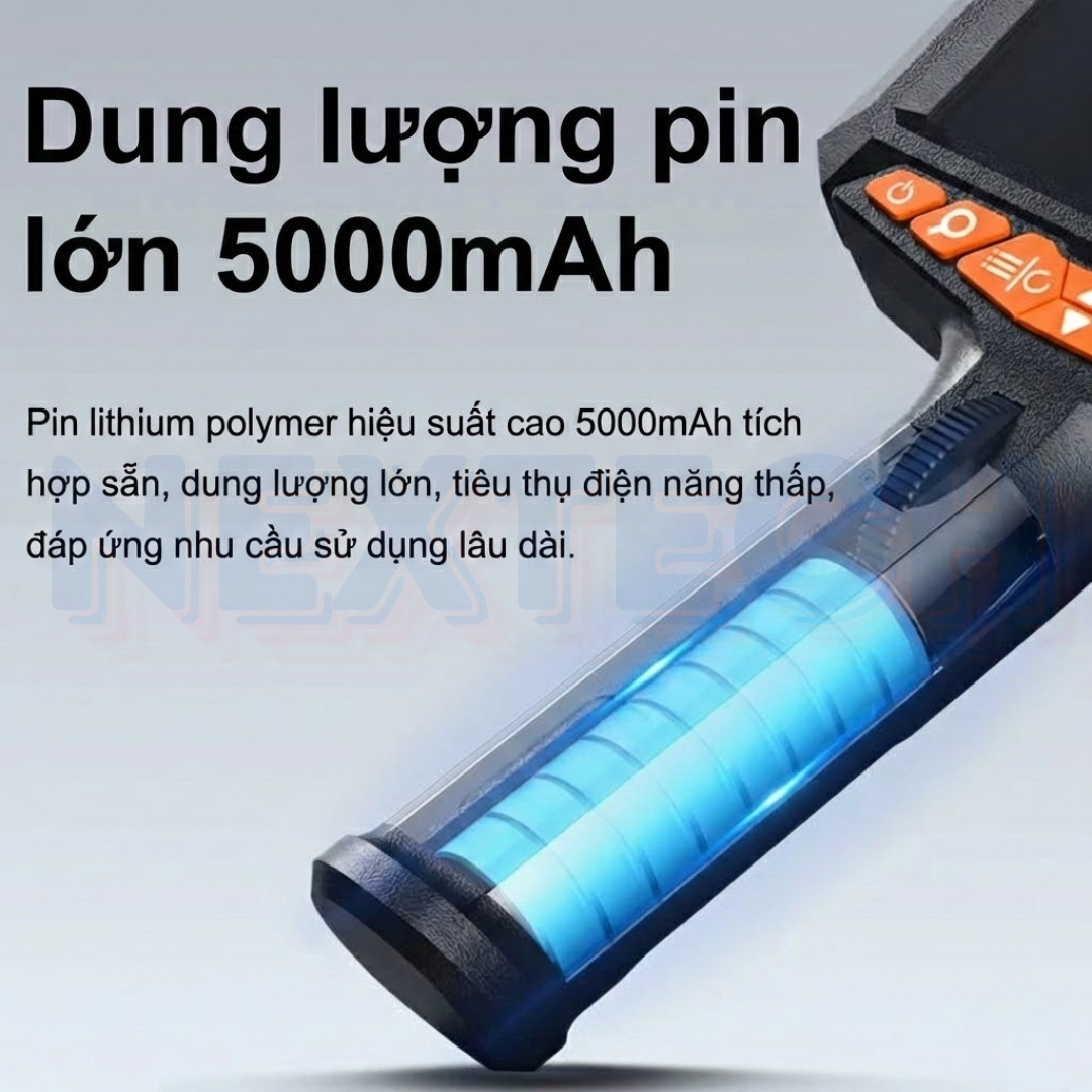 Camera Nội Soi Công Nghiệp Màn Hình IPS 5.0 inch, Xoay 360 Độ, Ống Kính Đơn 6mm P370 Dài 1.5m - Hàng Nhập Khẩu