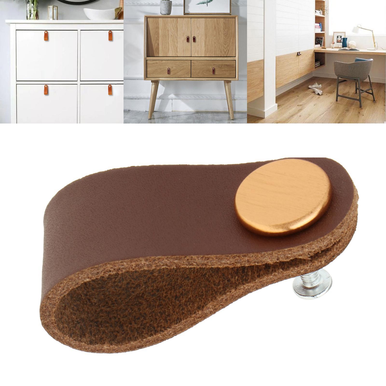 5-23pack Leather Furniture Handle Pull With Screws Cabinet Door Knobs Hardware
