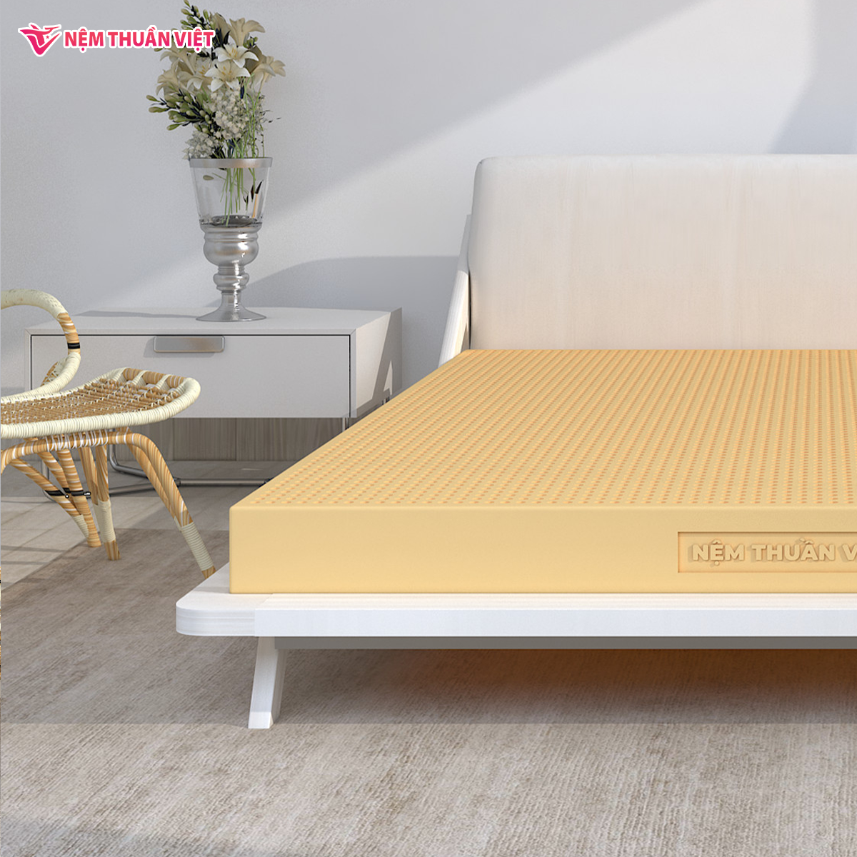 (1m8x2mx15cm) Nệm Cao Su Thuần Việt Deluxe 100% Cao Su Thiên Nhiên, Bền Bỉ, Thoáng Mát, Êm Ái