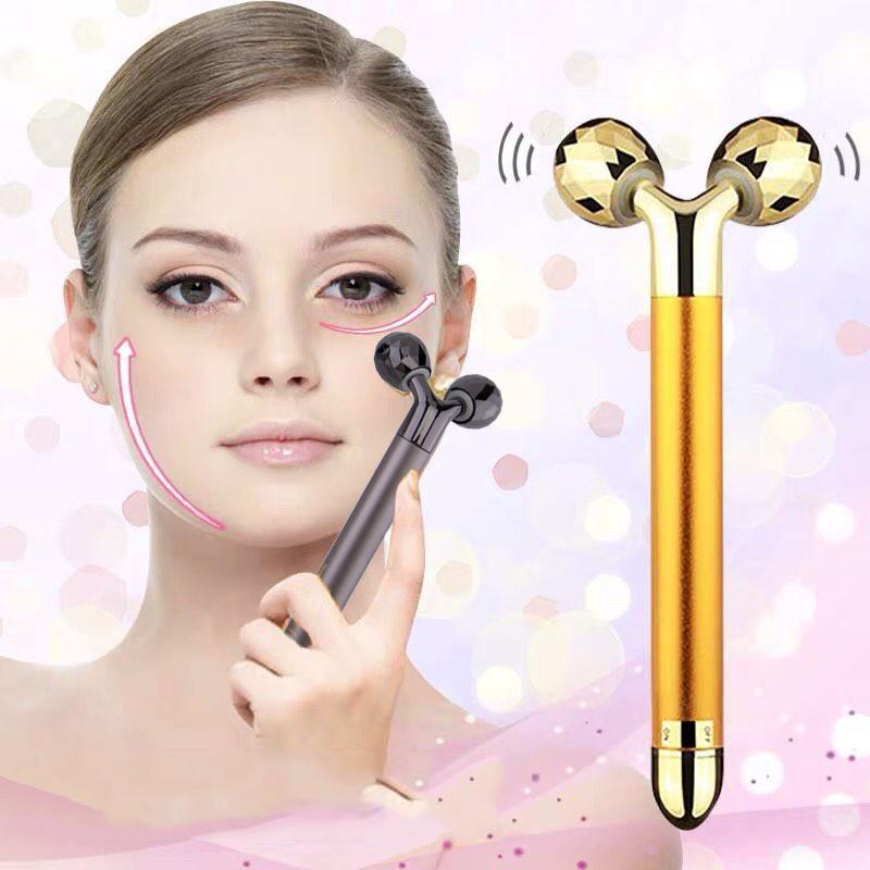 Máy massage mặt 2 bi lăn, cây lăn mặt nâng cơ trẻ hóa làn da, chống nhăn chống nếp