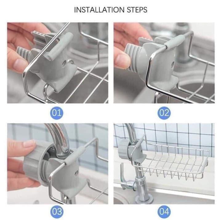 Giá inox cao cấp đựng đồ treo vòi nước rửa bát