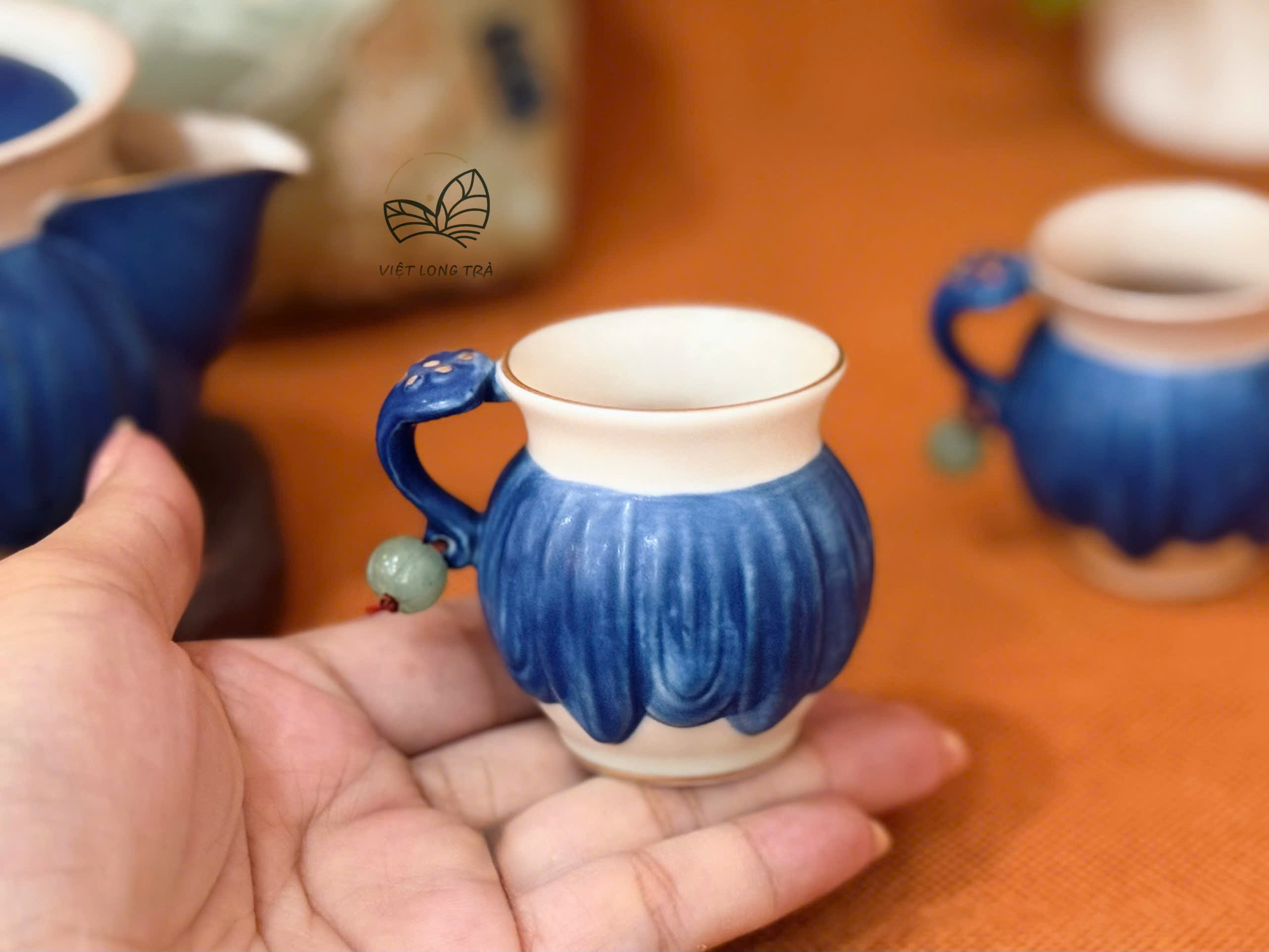 BỘ CHÉN KHẢI PHA TRÀ 4 MÓN DU LỊCH TIỆN LỢI - HỌA TIẾT SEN NGỌC - SET GAIWAN