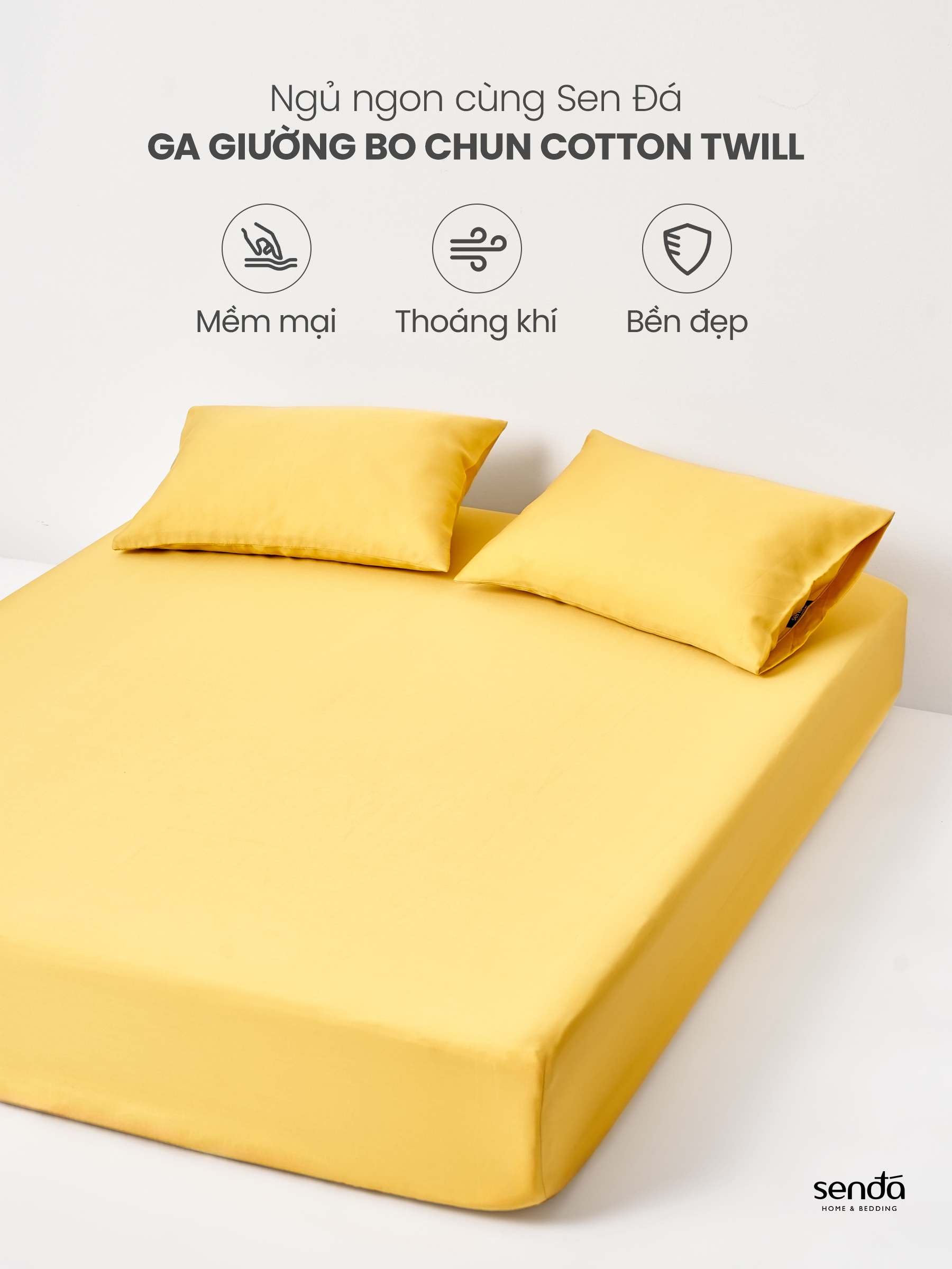Ga giường 1m6x2m Cotton Twill Hàn Quốc Sen Đá Home Bedding cao cấp trơn màu, drap bo chun lụa trải nệm, ra đệm 1m6 x 2m