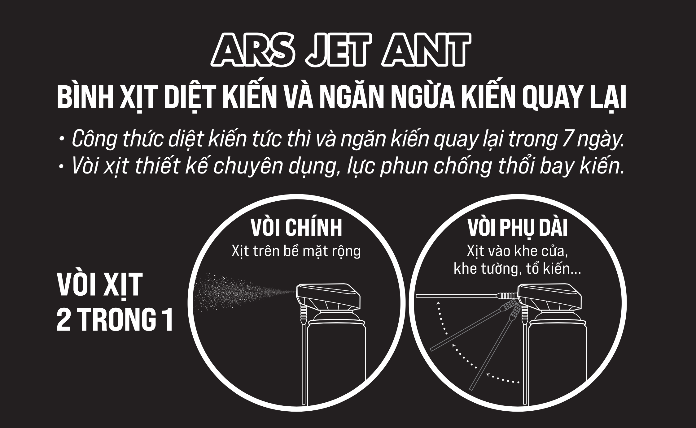 Bình Xịt Diệt Kiến ARS ANT KILLER Hương Sakura_ Vòi xịt 2in1, diệt trọn tổ kiến, ở cả khe tường