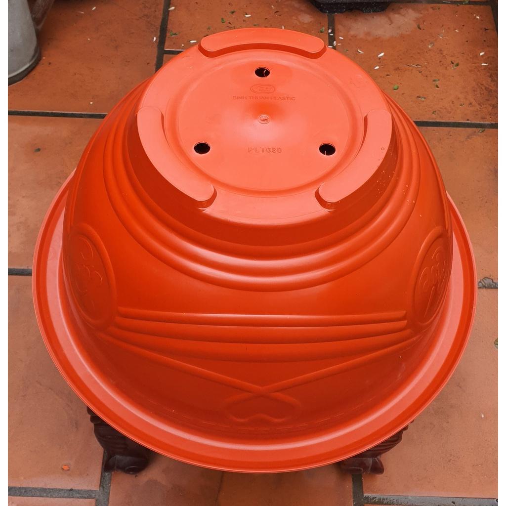 Chậu nhựa tròn T68 đỏ hoa văn Phúc Lộc Thọ