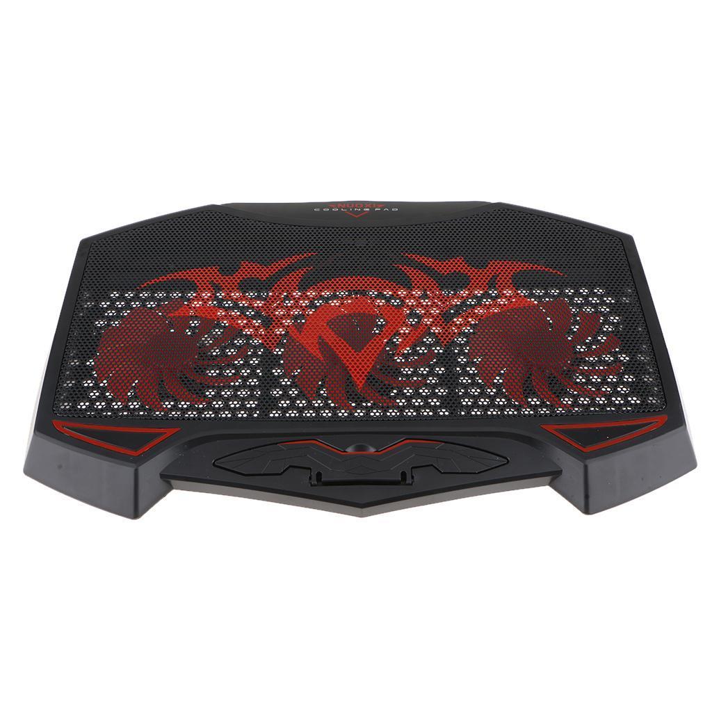 PC Dual USB Cooling Pad Laptops with 3 Quiet Fans for 17Inch Notebooks Black