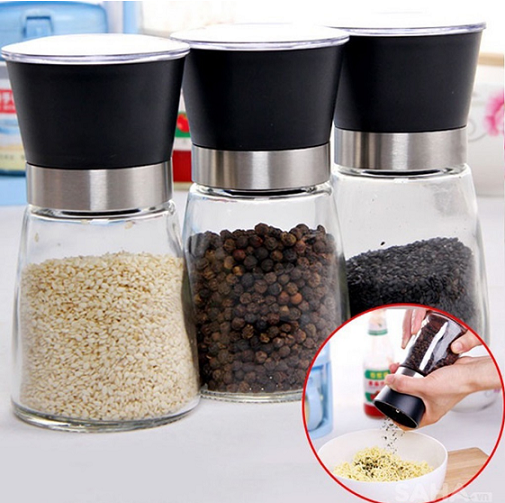 DỤNG CỤ XAY TIÊU CẦM TAY 2IN1, LỌ THỦY TINH Lọ xay tiêu cầm tay nhỏ gọn tiện dụng.