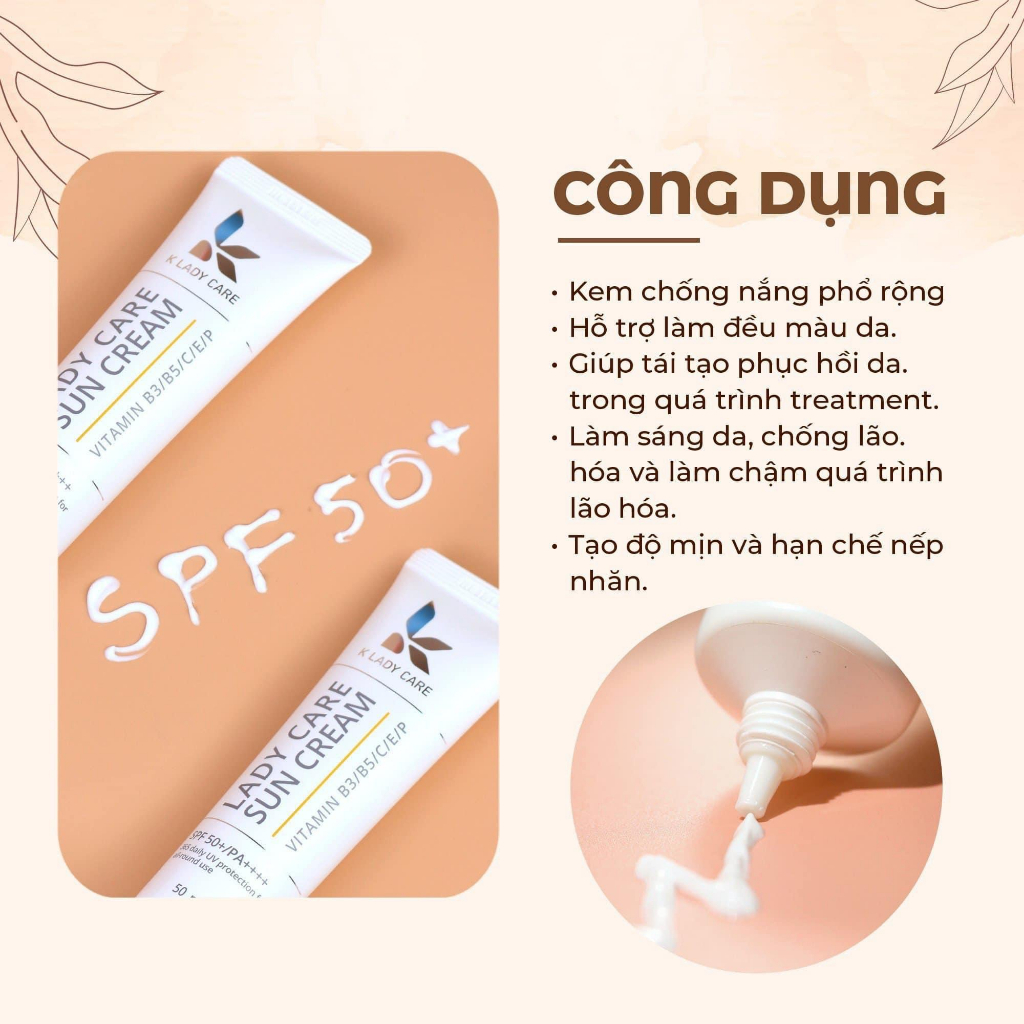 Kem chống nắng phục hồi bảo vệ da K Lady Care SPF 50+/PA++++ 50ml