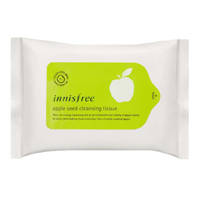 Khăn Ướt Tẩy Trang Mắt Và Môi Từ Hạt Táo Innisfree Apple Seed Lip &amp; Eye Make Up Remover Tissue (27g x 30 Miếng)