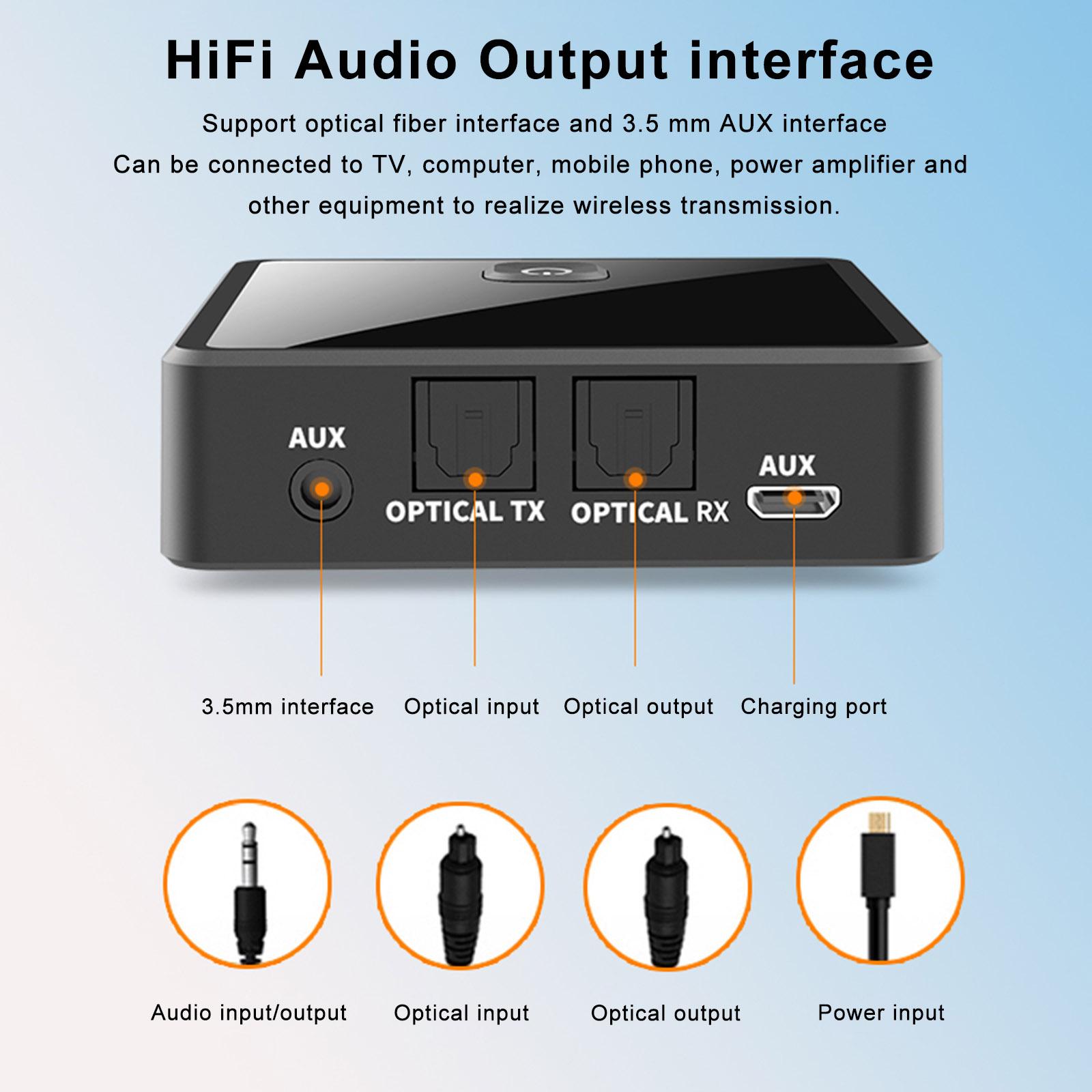 Bộ loa ZF-380 Bluetooth 5.0, 2 trong 1 Bộ chuyển đổi quang học AUX không dây