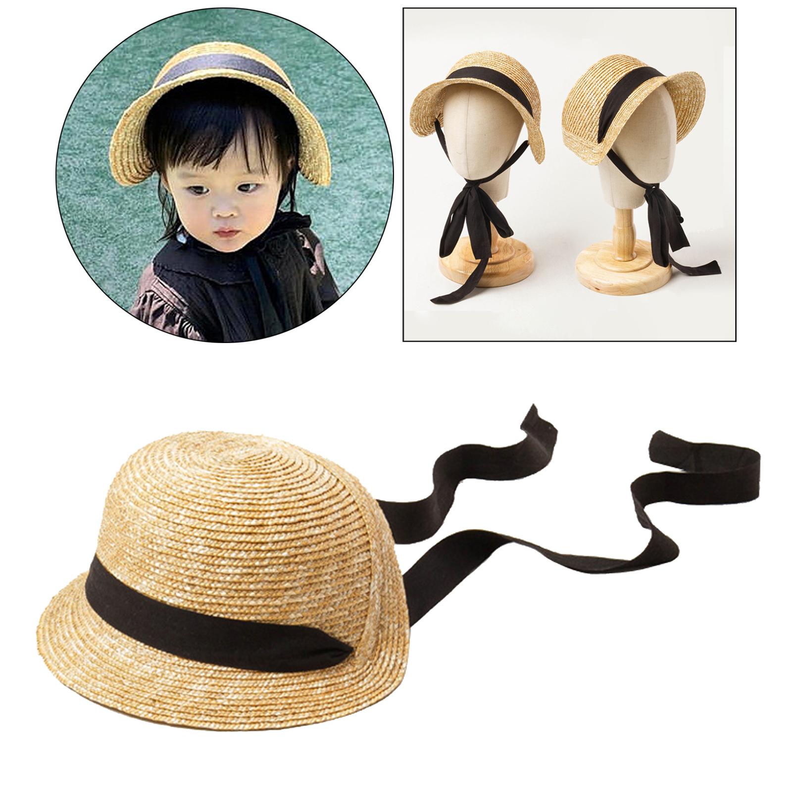 Kids Girls Straw Hat Beach Sun Protection Cap for Children Outdoor Activity