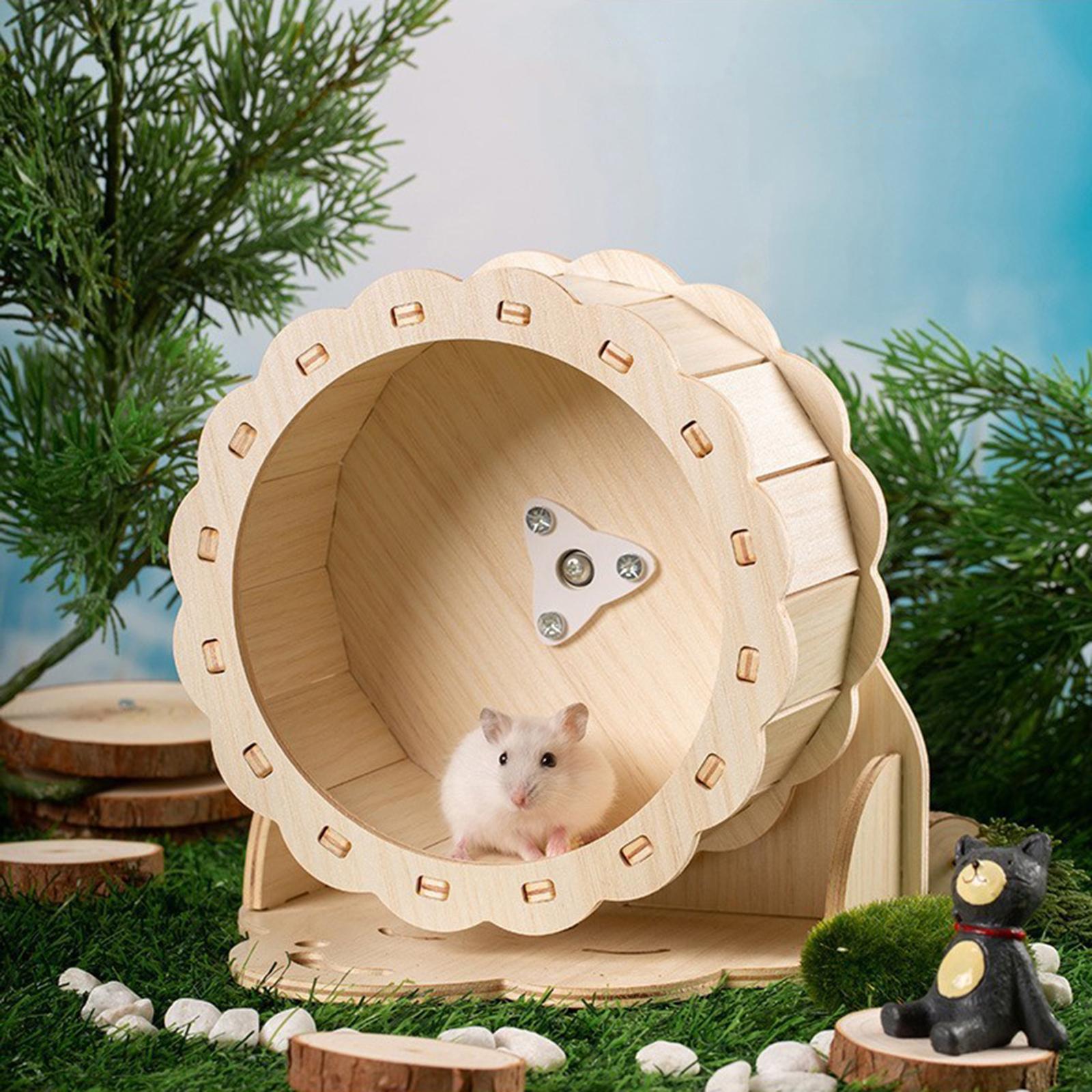 Hamster Wooden Running Wheel Exercise Wheel Toys Noiseless Roller Rat Silent