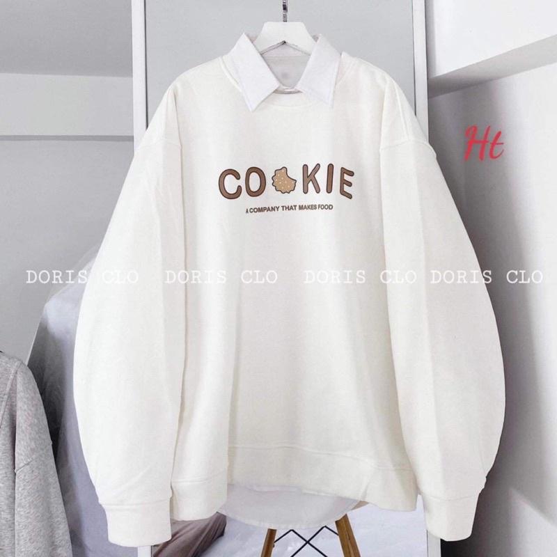 Áo nỉ cổ tròn Cookie bo gấu H2