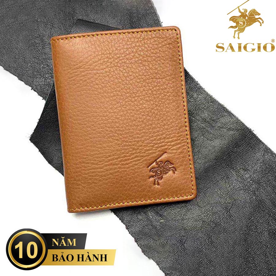 Ví Đựng Thẻ Atm Mini, Da Bò Mềm Mại Gentle, Da Thật 100, Thiết Kế Hiện Đại, Nhiều Ngăn Tiện Dụng, Đựng Thẻ Ngân Hàng, Danh Thiếp, Căn Cước, Hình Lưu Niệm, Dáng Đứng - Gập 2 - Hàng Chính Hãng Saigio - Nâu Bò