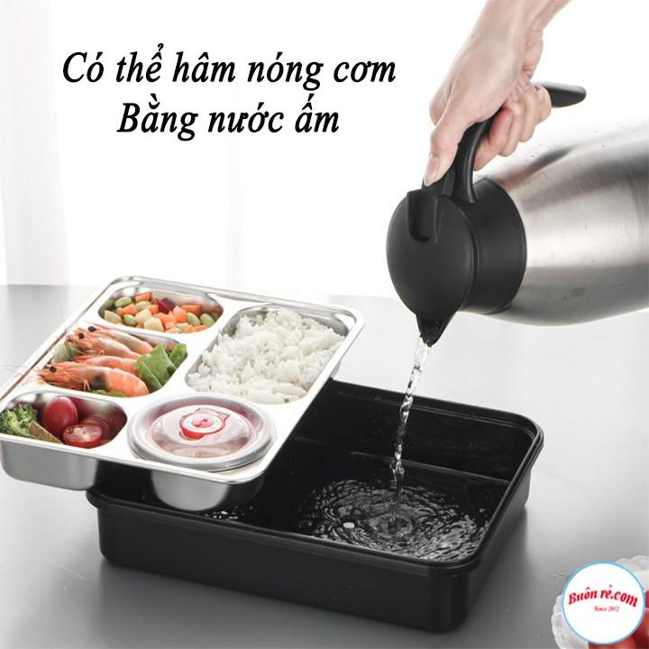 Hộp Đựng Cơm 5 Ngăn Kèm Túi Có Bát Đựng Canh Lõi Inox Giữ Nhiệt Cao Cấp -00641+00892