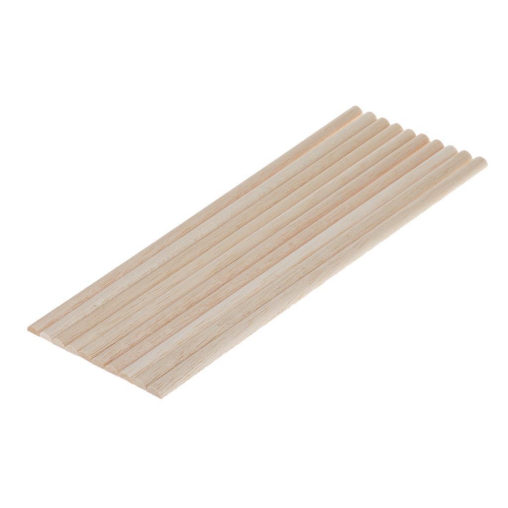 2x 10 Pieces Unfinished Natural Wood Craft Dowel Rods Semi-circle Sticks