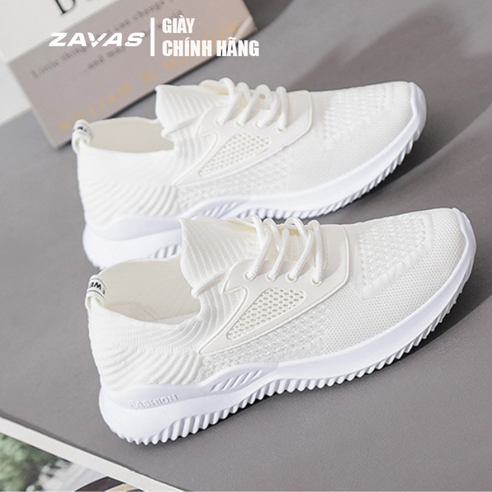 Giày thể thao sneaker nữ màu trắng đế êm nhẹ thoáng khí thương hiệu ZAVAS - S393 - Hàng chính hãng