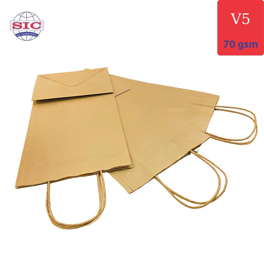 100 CHIẾC TÚI GIẤY KRAFT V5-21,5x15x41,5cm CÓ QUAI