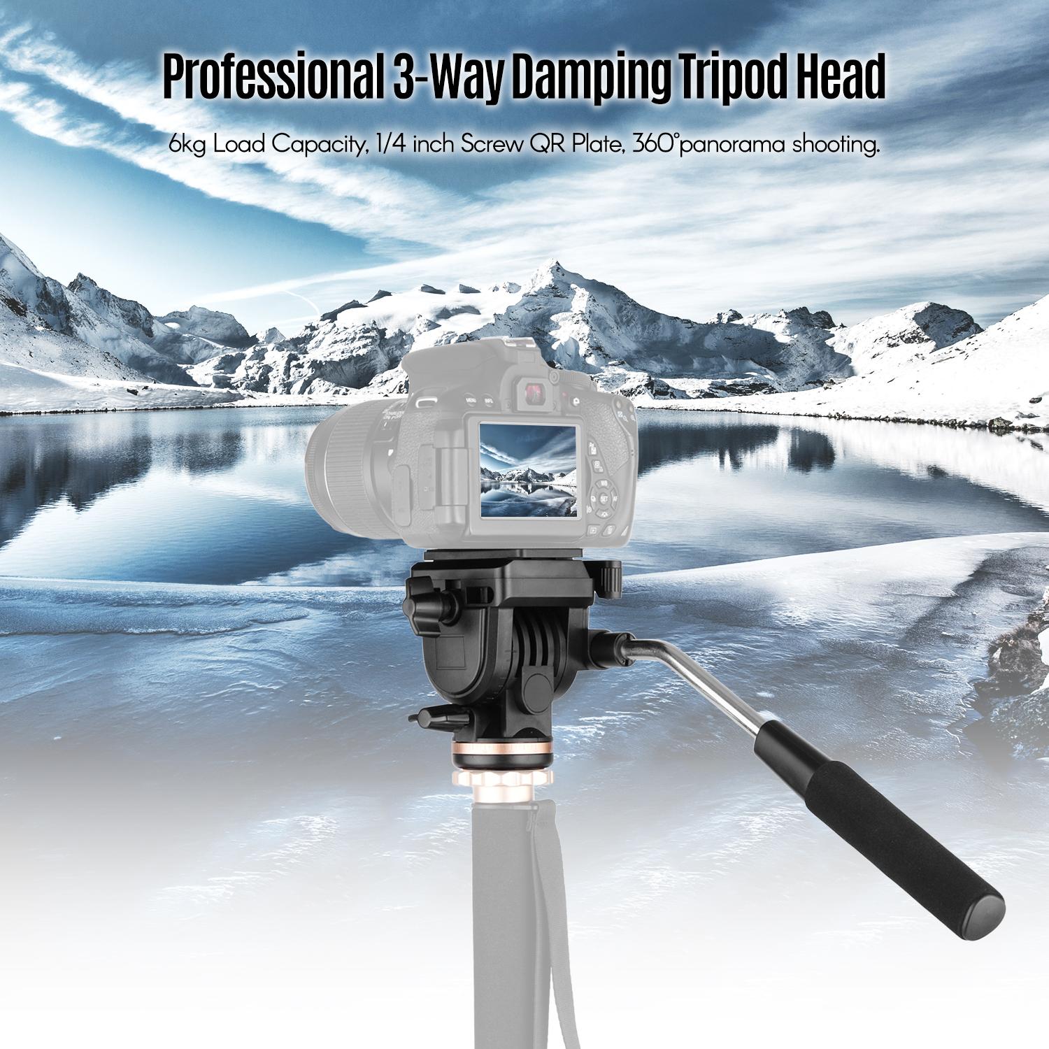 Máy ảnh chuyên nghiệp với Đầu chân máy giảm chấn 6kg có tay cầm 1/4 inch Nhả nhanh