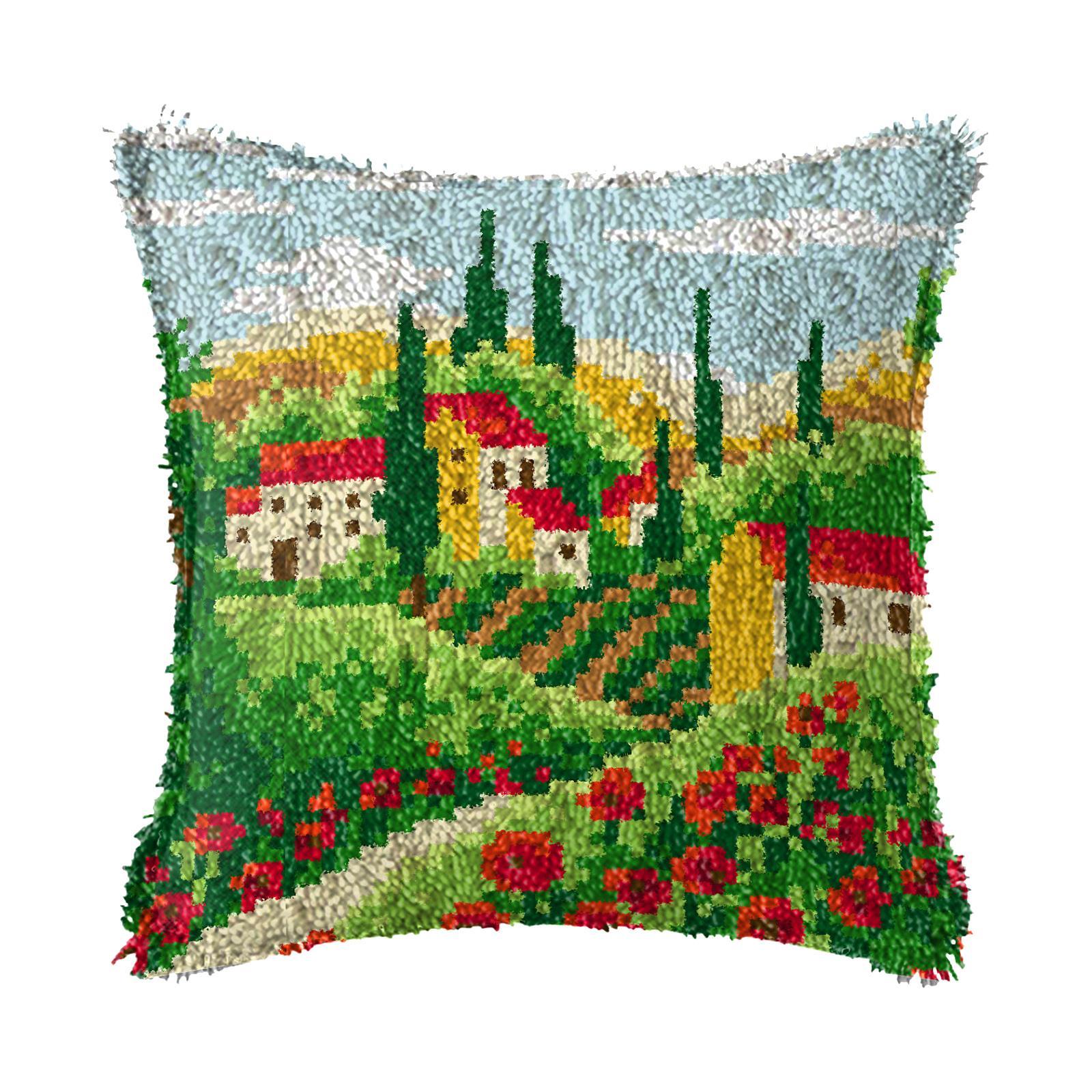 Latch Hook Embroidery Kits Cushion Needlework Blank Pillowcase Mesh Style 1